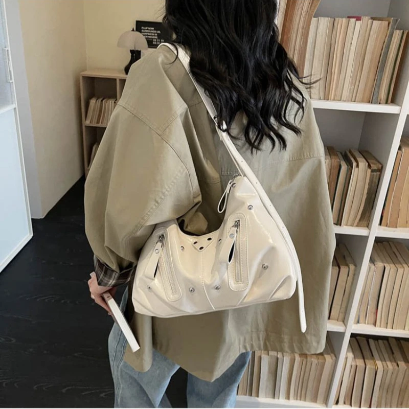 Multi-purpose Hobo Shoulder Bag with Rivet & Zipper Detail for Women's Everyday School Office Casual Weekend Errands & Daily Use
Multi-purpose Hobo Shoulder Bag with Rivet & Zipper Detail for Women's Everyday School Office Casual Weekend Errands & Daily Use