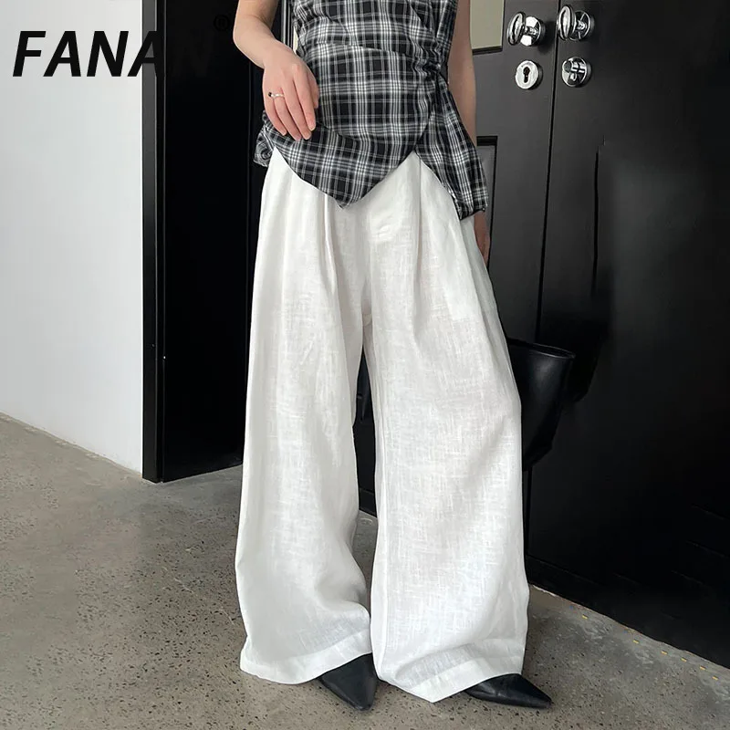 FANAN льняные солнцезащитные брюки для женщин, однотонные прямые широкие брюки с высокой талией, повседневная свободная одежда, женская новинка лета 2023 г. 
FANAN льняные солнцезащитные брюки для женщин, однотонные прямые широкие брюки с высокой талией, повседневная свободная одежда, женская новинка лета 2023 г.