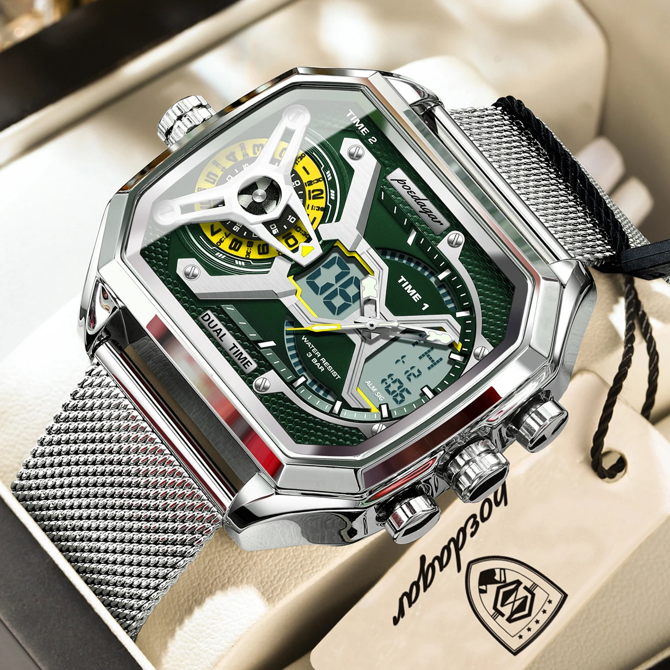 POEDAGAR Trendy Men's Watches Date Week LED Electronic Military Man Watch Waterproof Stainless Steel Mesh Sport Quartz Men Clock
POEDAGAR Trendy Men's Watches Date Week LED Electronic Military Man Watch Waterproof Stainless Steel Mesh Sport Quartz Men Clock