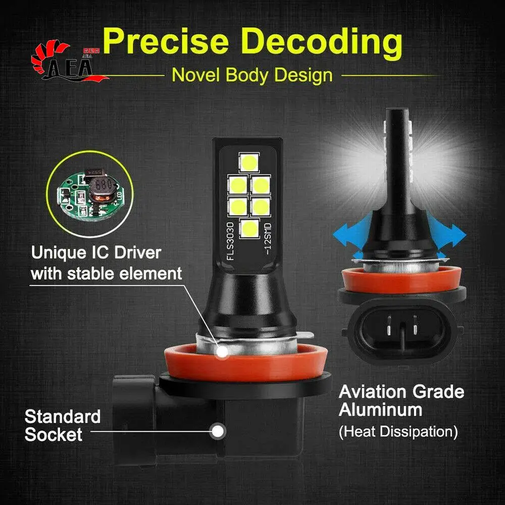 AEA0-2X HB4 9006 LED Fog Light Bulb Advanced 3030 SMD Daytime Running DRL Lamp, Cool White 6000K
AEA0-2X HB4 9006 LED Fog Light Bulb Advanced 3030 SMD Daytime Running DRL Lamp, Cool White 6000K