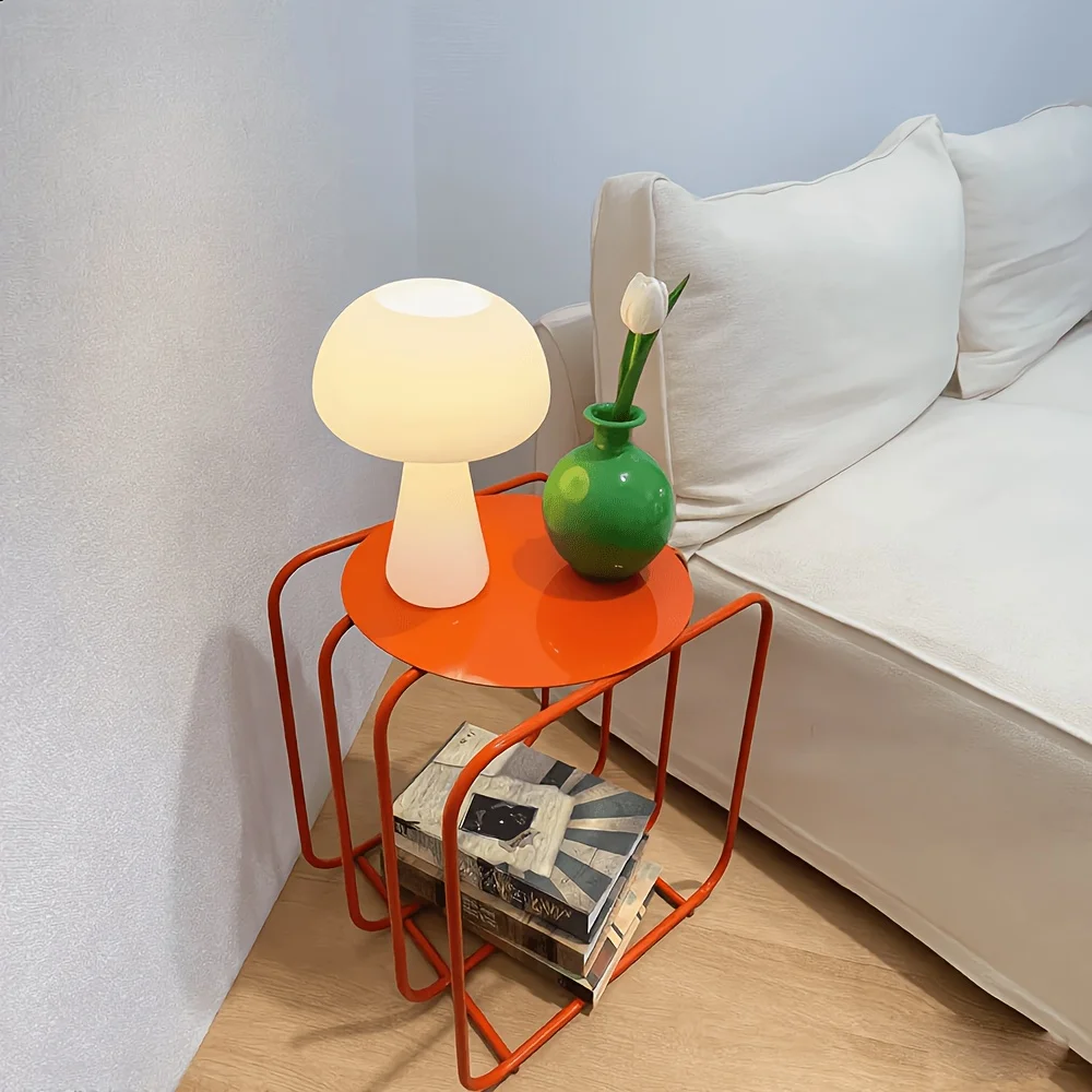 Modern Geometric Orange Coffee Table, Wrought Iron Metal Side Table with Storage, Artistic Accent Table for Living Room
Modern Geometric Orange Coffee Table, Wrought Iron Metal Side Table with Storage, Artistic Accent Table for Living Room