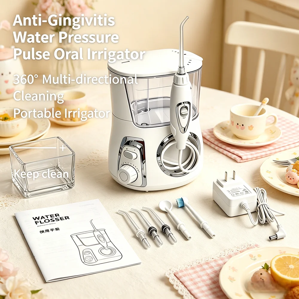 Advanced Electric Countertop Water Dental Flosser Oral Irrigator 5 Nozzles 10 Modes 800ML Tank Protect Teeth Stop Bad Breath
Advanced Electric Countertop Water Dental Flosser Oral Irrigator 5 Nozzles 10 Modes 800ML Tank Protect Teeth Stop Bad Breath