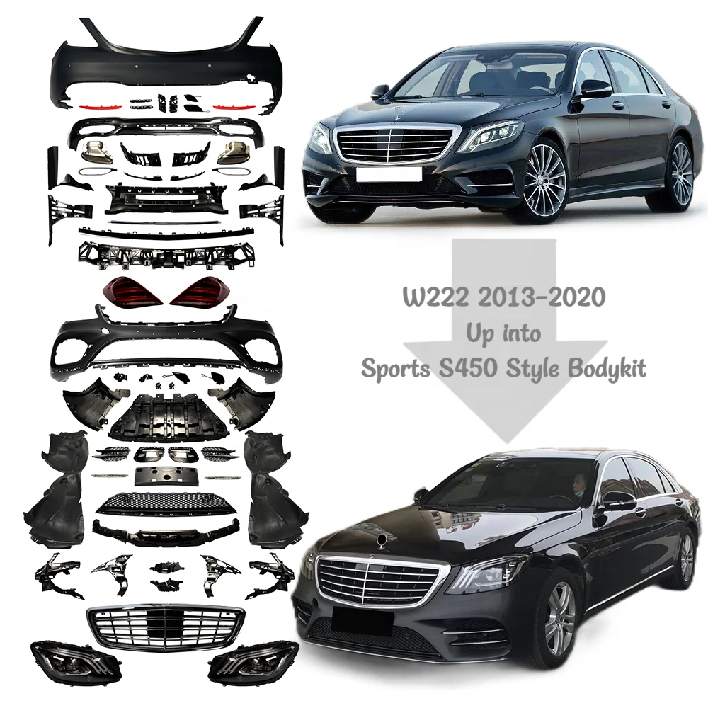 For S Class W222 Sports S450 Style Body Kit 2013-2020 Upgrade Old to New Front Bumper Grille Rear Exhaust Tip Head Light Back La
For S Class W222 Sports S450 Style Body Kit 2013-2020 Upgrade Old to New Front Bumper Grille Rear Exhaust Tip Head Light Back La
