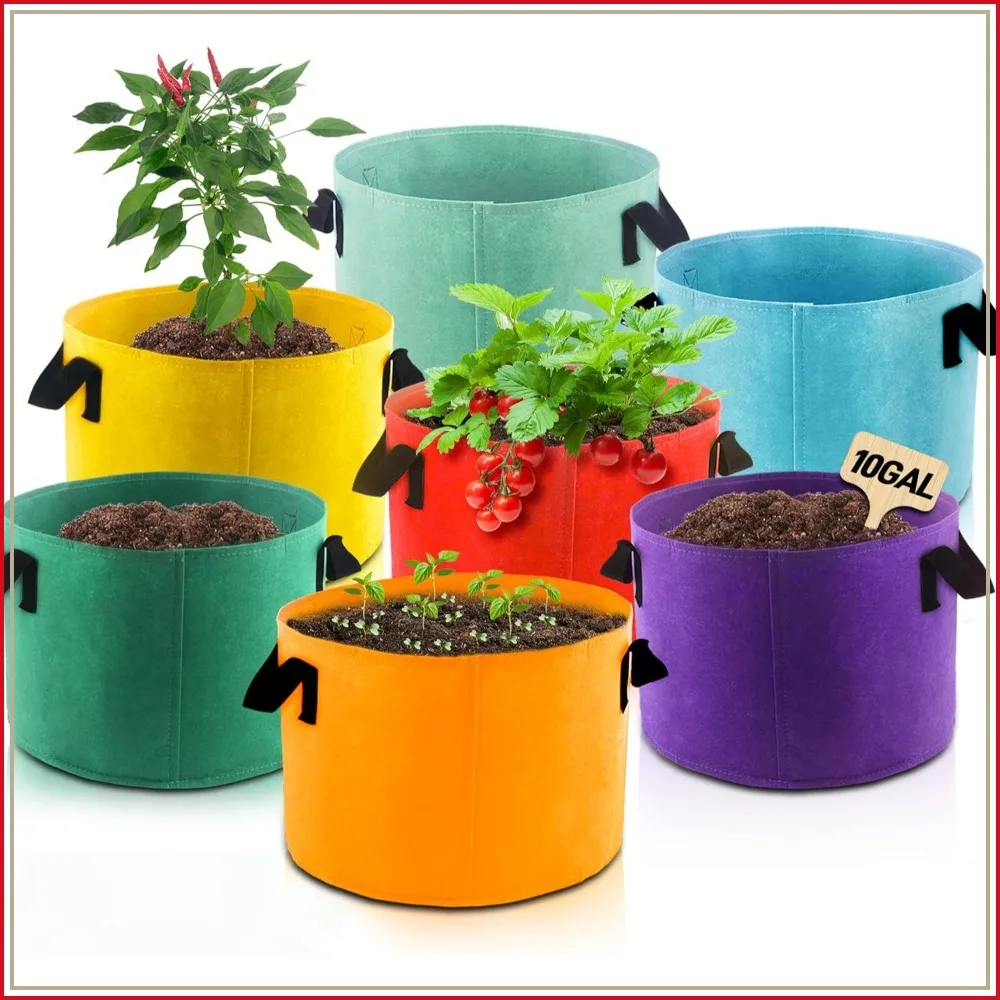 7-Pack 10-Gallon Fabric Grow Bags with Handles - Assorted Colors for Potatoes, Tomatoes & Vegetables
7-Pack 10-Gallon Fabric Grow Bags with Handles - Assorted Colors for Potatoes, Tomatoes & Vegetables