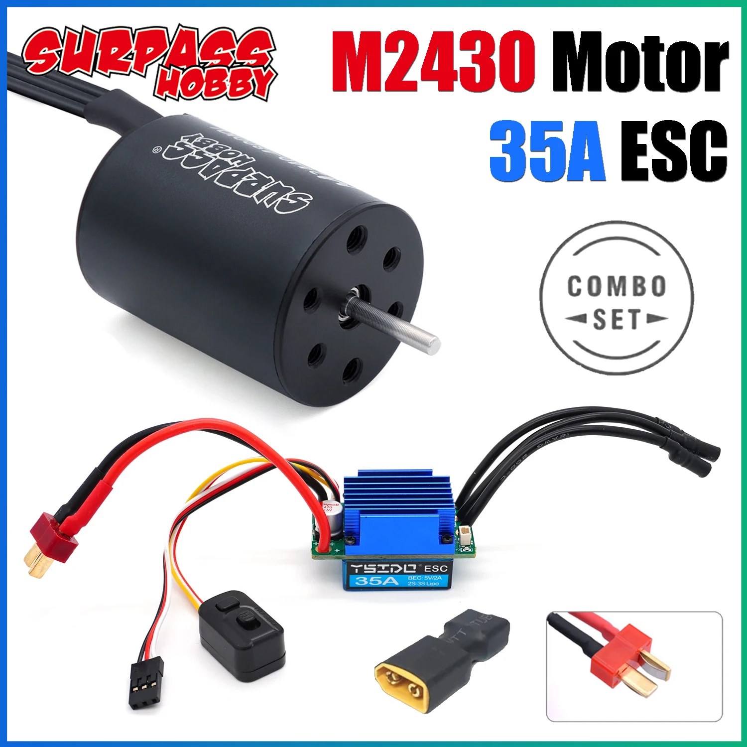 SURPASS HOBBY Brushless Combo M2430 7200KV 6300KV 5800KV Brushless Motor 35A ESC 2-3S for 1/14 1/16 1/18 RC Crawler Truck Car
SURPASS HOBBY Brushless Combo M2430 7200KV 6300KV 5800KV Brushless Motor 35A ESC 2-3S for 1/14 1/16 1/18 RC Crawler Truck Car