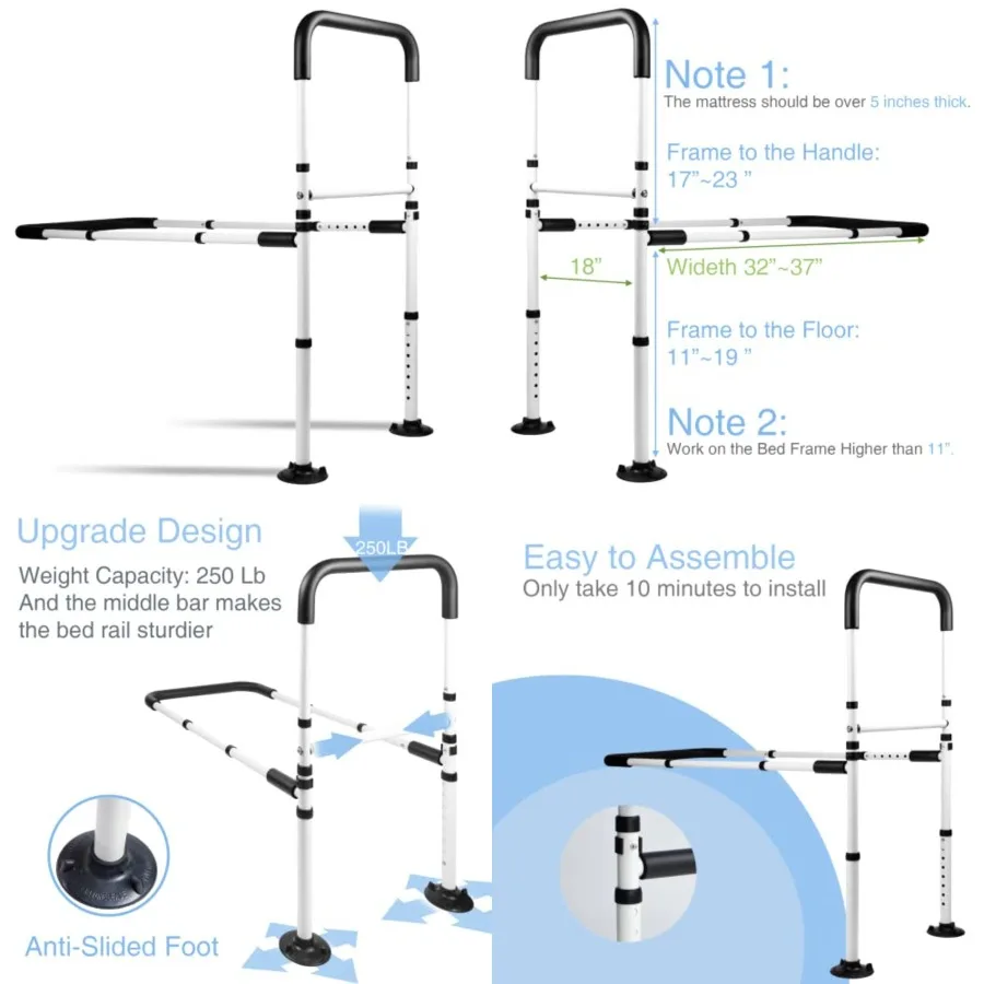 Bed Assist Rails Adjustable, Safety Bed Handle with Leg, Fall Prevention Hand Guard Grab Bar Bed Cane, Bed Rails for Elderly, A
Bed Assist Rails Adjustable, Safety Bed Handle with Leg, Fall Prevention Hand Guard Grab Bar Bed Cane, Bed Rails for Elderly, A