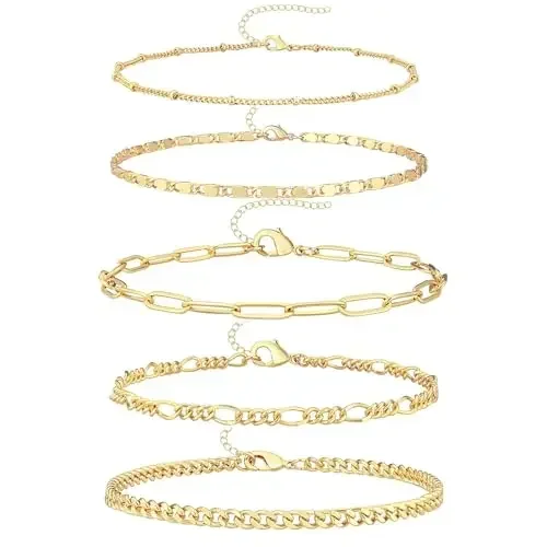 5PCS Dainty Gold Chain Bracelets Set for Women Link Chain Bracelet Trendy Stackable Cuff Bracelets Jewelry Gifts Adjustable
5PCS Dainty Gold Chain Bracelets Set for Women Link Chain Bracelet Trendy Stackable Cuff Bracelets Jewelry Gifts Adjustable