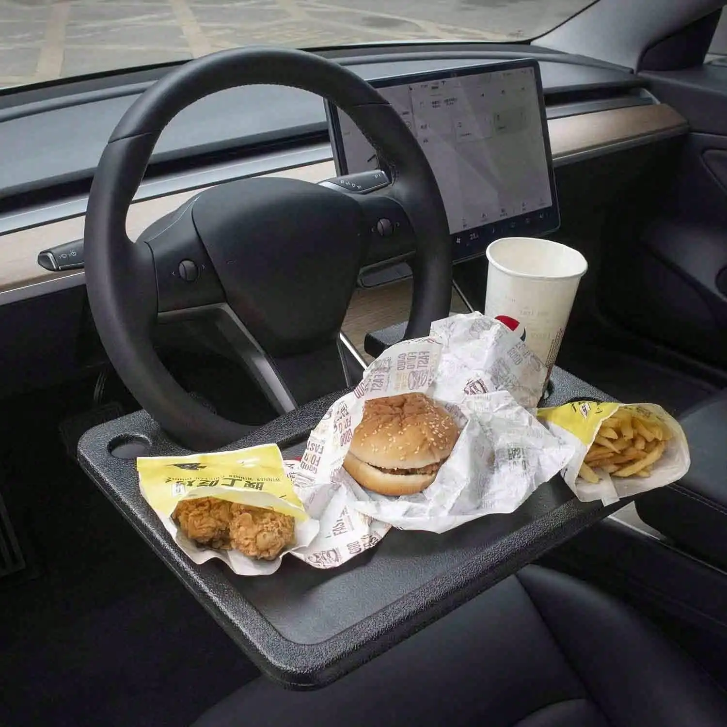 Thick plastic 2-in-1 steering wheel tray, universal for household cars, RVs, SUVs and trucks. Sized 16.5117.09 inches, it works as a table for dining, drinking and placing laptops, a practical interior travel accessory.
Thick plastic 2-in-1 steering wheel tray, universal for household cars, RVs, SUVs and trucks. Sized 16.5117.09 inches, it works as a table for dining, drinking and placing laptops, a practical interior travel accessory.