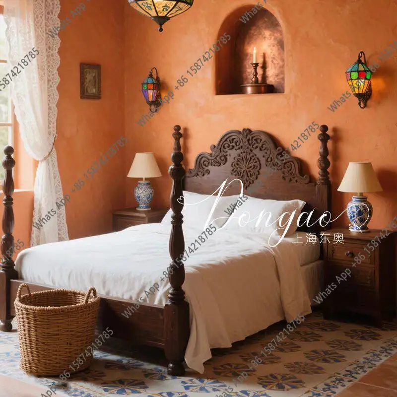 X29 French Retro Solid Wood 1.8 Meters Double Bed Master Bedroom Column Wedding Homestay Bed High-end Villa Bed
X29 French Retro Solid Wood 1.8 Meters Double Bed Master Bedroom Column Wedding Homestay Bed High-end Villa Bed