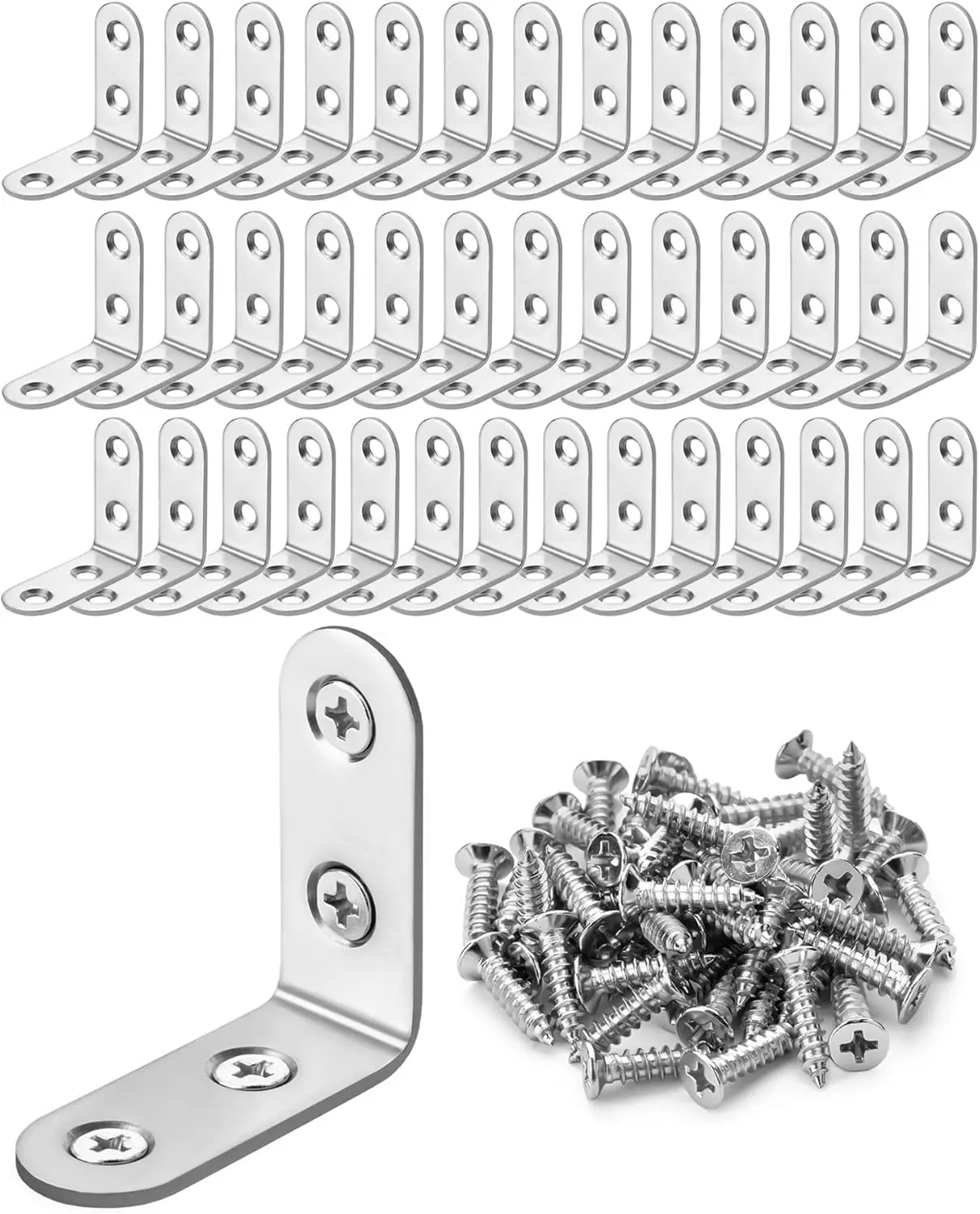 40 Pack L Brackets for Wood with 160 Screws, 1.5x1.5 Stainless Steel Corner Brace for Shelves and Furniture
40 Pack L Brackets for Wood with 160 Screws, 1.5x1.5 Stainless Steel Corner Brace for Shelves and Furniture