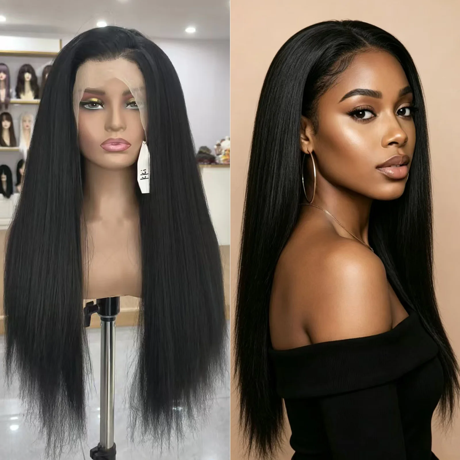 13x4 Lace Front Kinky Straight Wig Glueless Synthetic Wigs Pre Plucked with Natural Hairline for Women Daily Wear
13x4 Lace Front Kinky Straight Wig Glueless Synthetic Wigs Pre Plucked with Natural Hairline for Women Daily Wear