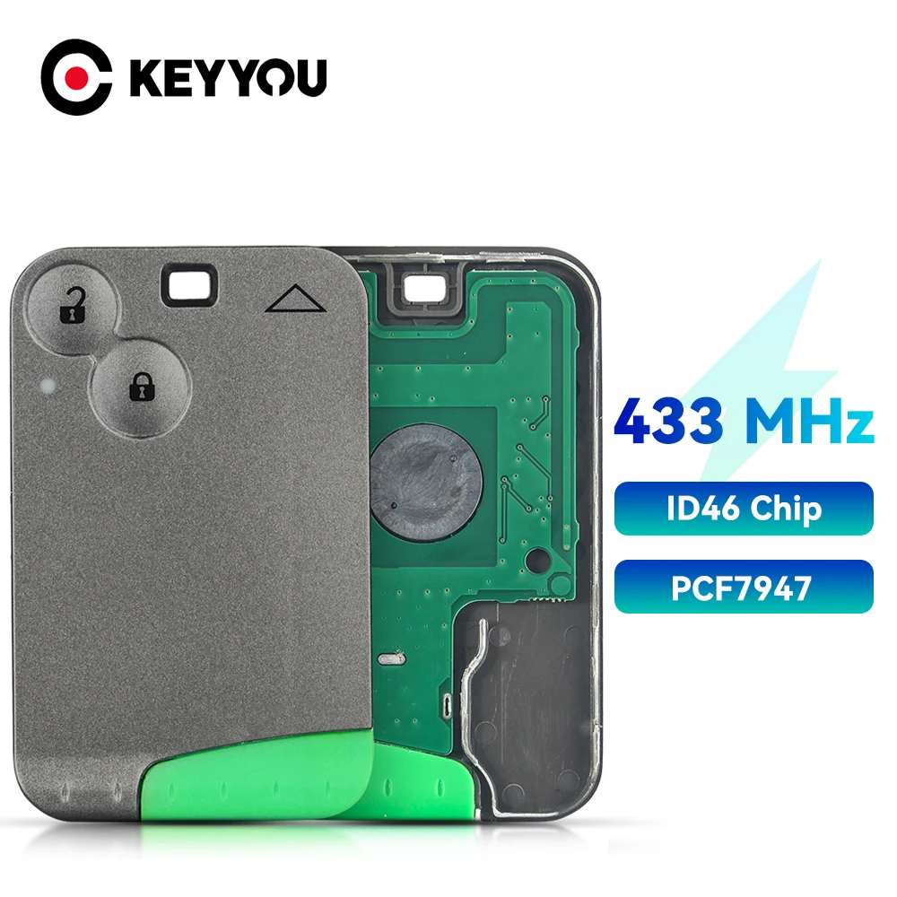 KEYYOU 433 МГц 2-кнопочный ключ дистанционного управления смарт-картой для Renault Laguna Espace Velsatis 2001-2006 брелок для ключа автомобиля ID46 PCF7947 чип
KEYYOU 433 МГц 2-кнопочный ключ дистанционного управления смарт-картой для Renault Laguna Espace Velsatis 2001-2006 брелок для ключа автомобиля ID46 PCF7947 чип