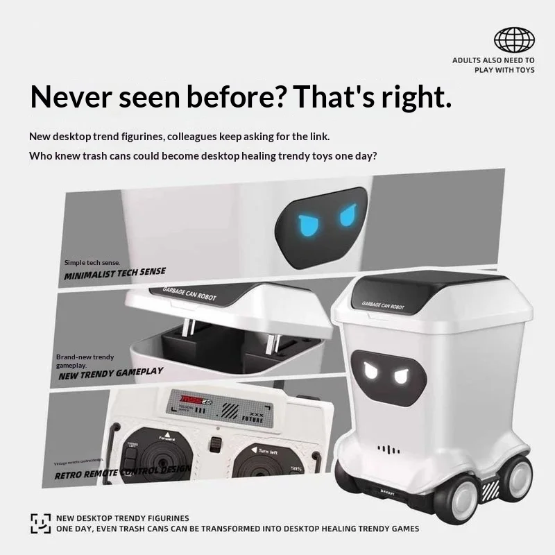 Mini Remote Control Trash Can Robot 4WD RC Desktop Car Rechargeable 20 Min High Tech Toy Gift For Boys Kids Adults
Mini Remote Control Trash Can Robot 4WD RC Desktop Car Rechargeable 20 Min High Tech Toy Gift For Boys Kids Adults