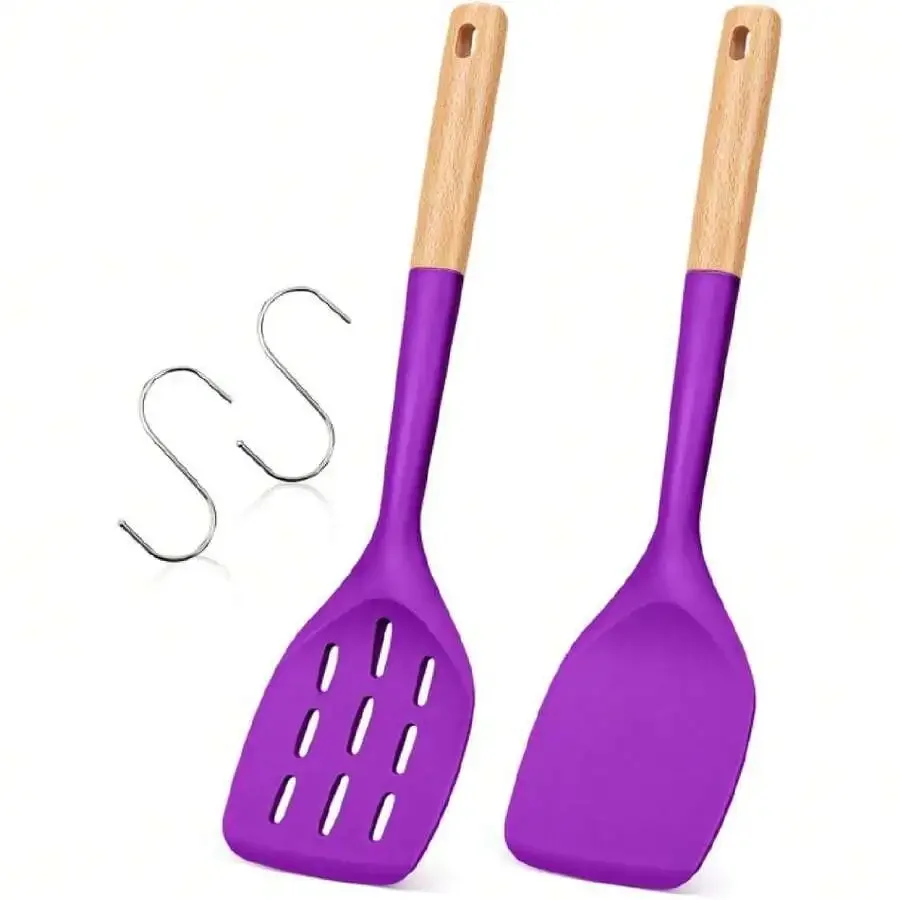 Pack Of 2 Silicone Spatula, Non Stick Cooking Utensil Set Wooden Handle Kitchen Turner For Baking Mixing Grilling Serving Food H
Pack Of 2 Silicone Spatula, Non Stick Cooking Utensil Set Wooden Handle Kitchen Turner For Baking Mixing Grilling Serving Food H