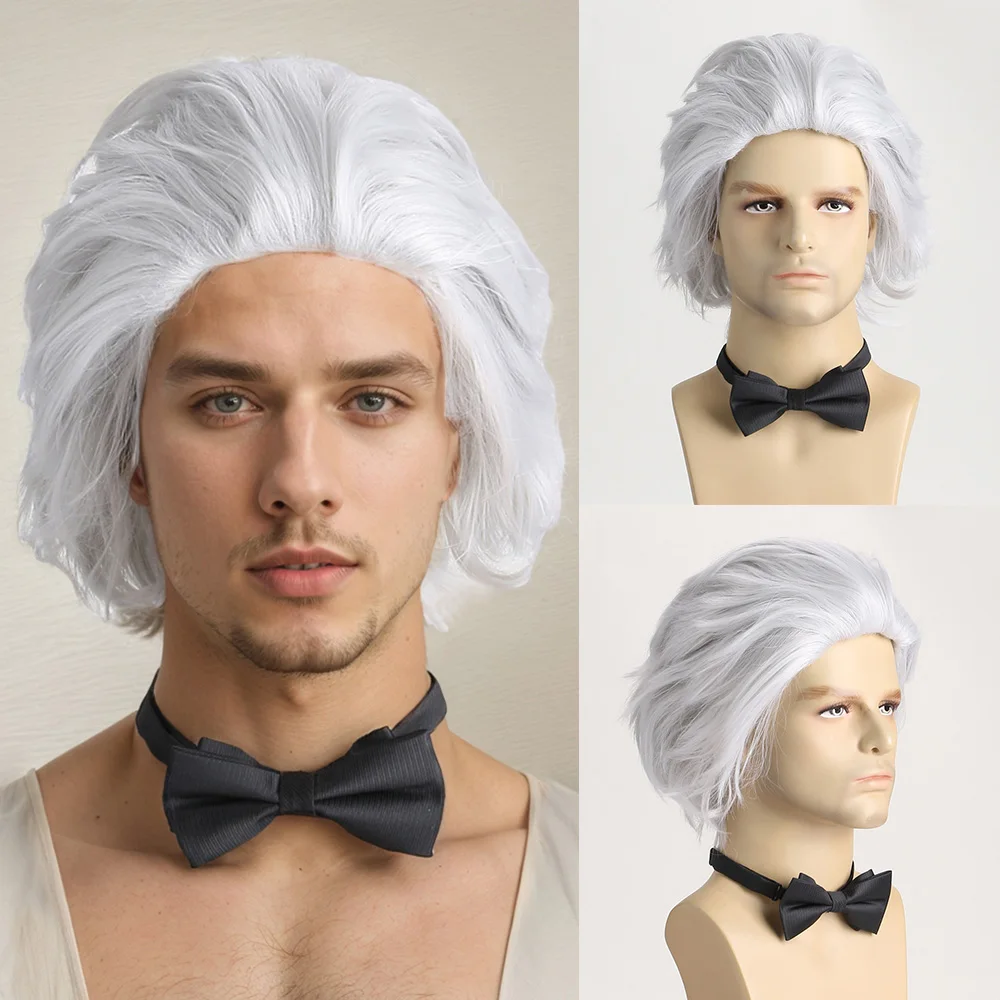 12 Inch Synthetic Wigs For Man Silvery White Wig Short Curly Hair Cosplay Wig For Halloween Christmas Costume Party
12 Inch Synthetic Wigs For Man Silvery White Wig Short Curly Hair Cosplay Wig For Halloween Christmas Costume Party