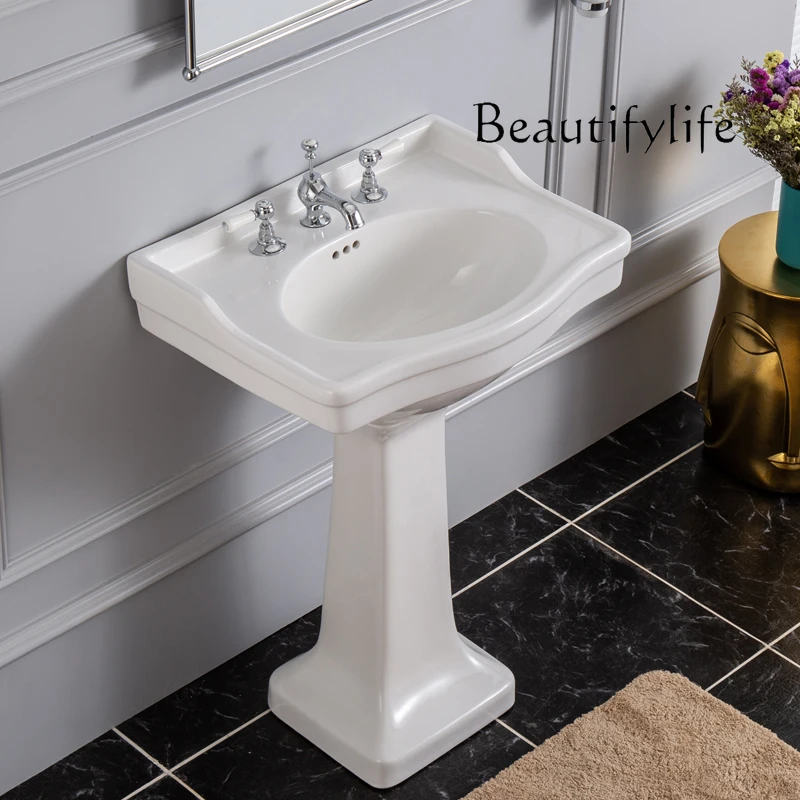 British retro washbasin column single three-hole surface designer home bathroom bathroom
British retro washbasin column single three-hole surface designer home bathroom bathroom