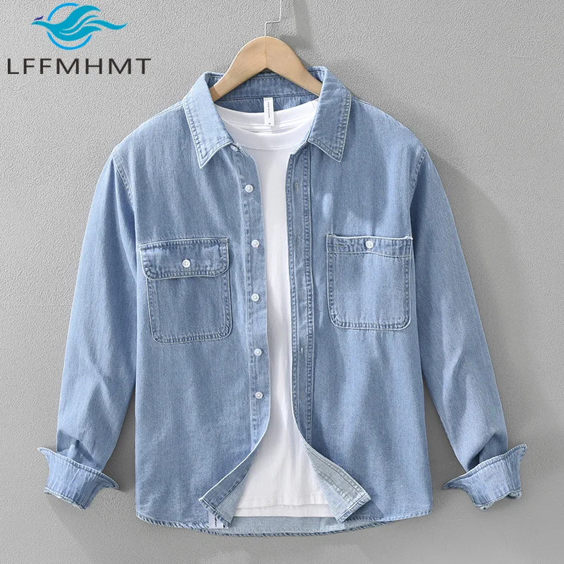 7582 Japan Style Good Quality Men's Denim Shirt Spring Fall New Fashion Solid Color Long Sleeve Double Pockets Lapel Blouse Male
7582 Japan Style Good Quality Men's Denim Shirt Spring Fall New Fashion Solid Color Long Sleeve Double Pockets Lapel Blouse Male