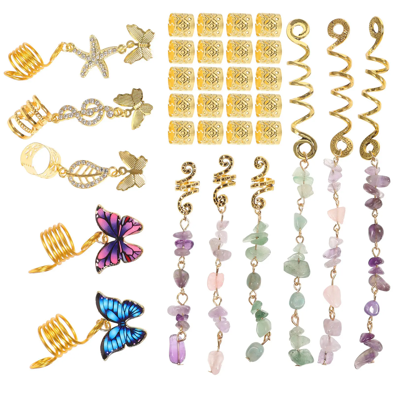31Pcs Hair Charms for Braids Dreadlock Accessories Women Stone Beads Braid Pendants Pirate Hair Jewelry Styling Decor
31Pcs Hair Charms for Braids Dreadlock Accessories Women Stone Beads Braid Pendants Pirate Hair Jewelry Styling Decor