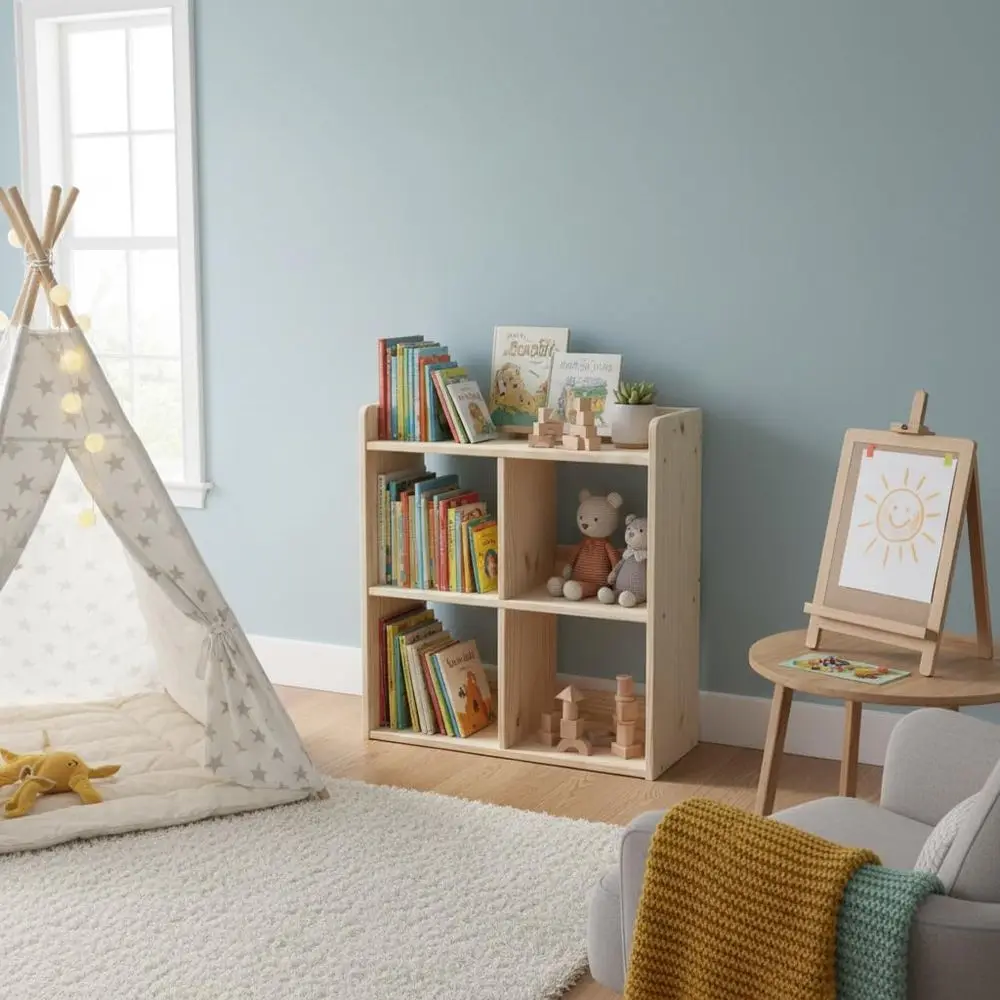 4-Cube Pine Bookcase for Kids - Open Shelves, 26H × 25.3W, Ideal for Nurseries and Playrooms
4-Cube Pine Bookcase for Kids - Open Shelves, 26H × 25.3W, Ideal for Nurseries and Playrooms