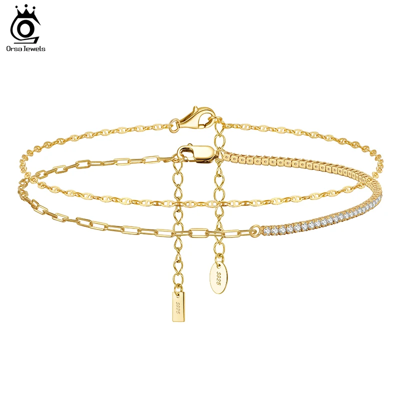 ORSA JEWELS 925 Sterling Silver Tennis&Paper Clip&Mariner Link Chain Anklets for Women Summer Foot Chain Straps Jewelry SSA04
ORSA JEWELS 925 Sterling Silver Tennis&Paper Clip&Mariner Link Chain Anklets for Women Summer Foot Chain Straps Jewelry SSA04