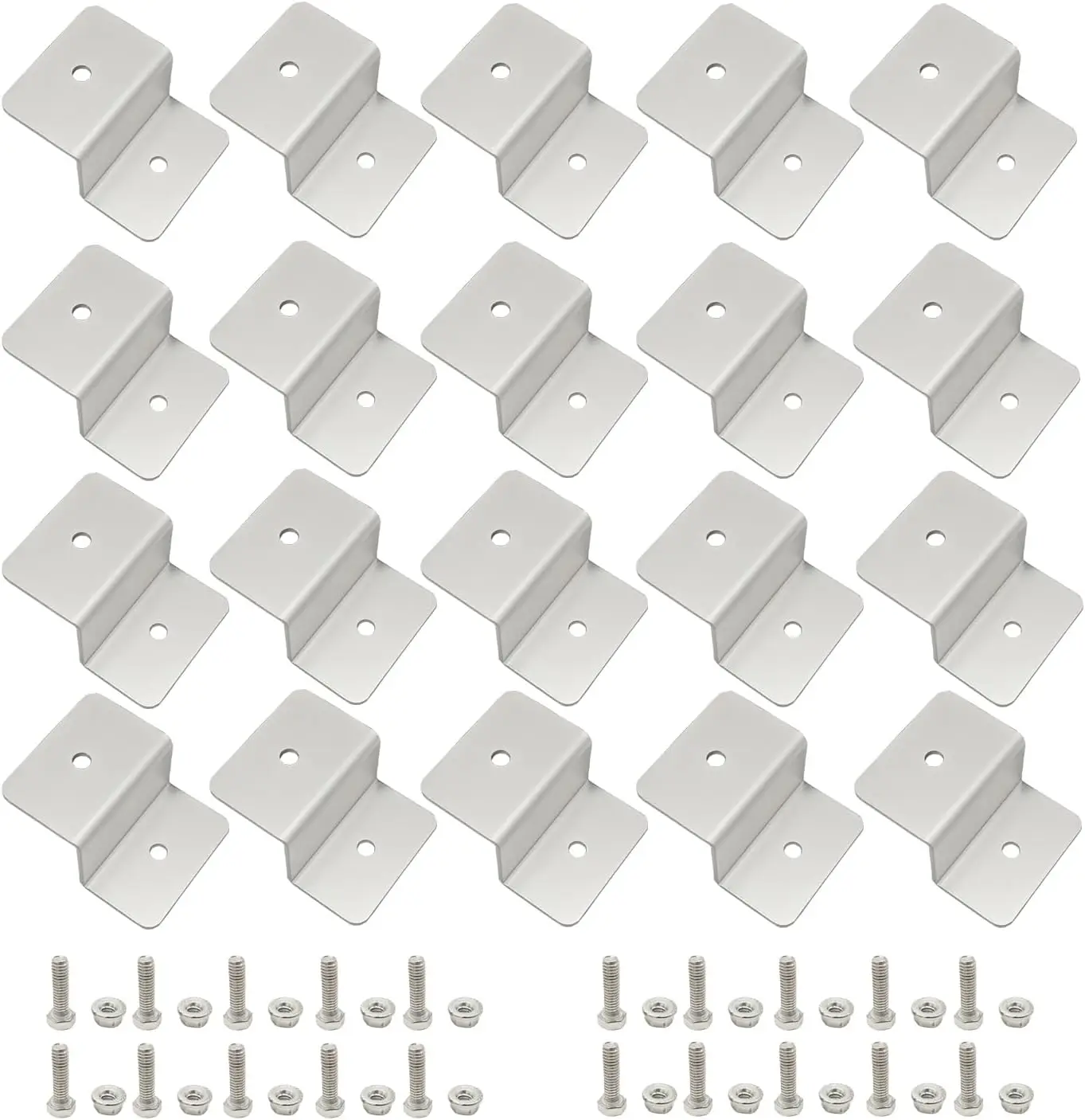 20 шт. Z-образные кронштейны для солнечной панели, монтажные комплекты с гайками и болтами для прицепа на колесах, лодки, яхты, установки на крышу с поясом, серебро
20 шт. Z-образные кронштейны для солнечной панели, монтажные комплекты с гайками и болтами для прицепа на колесах, лодки, яхты, установки на крышу с поясом, серебро