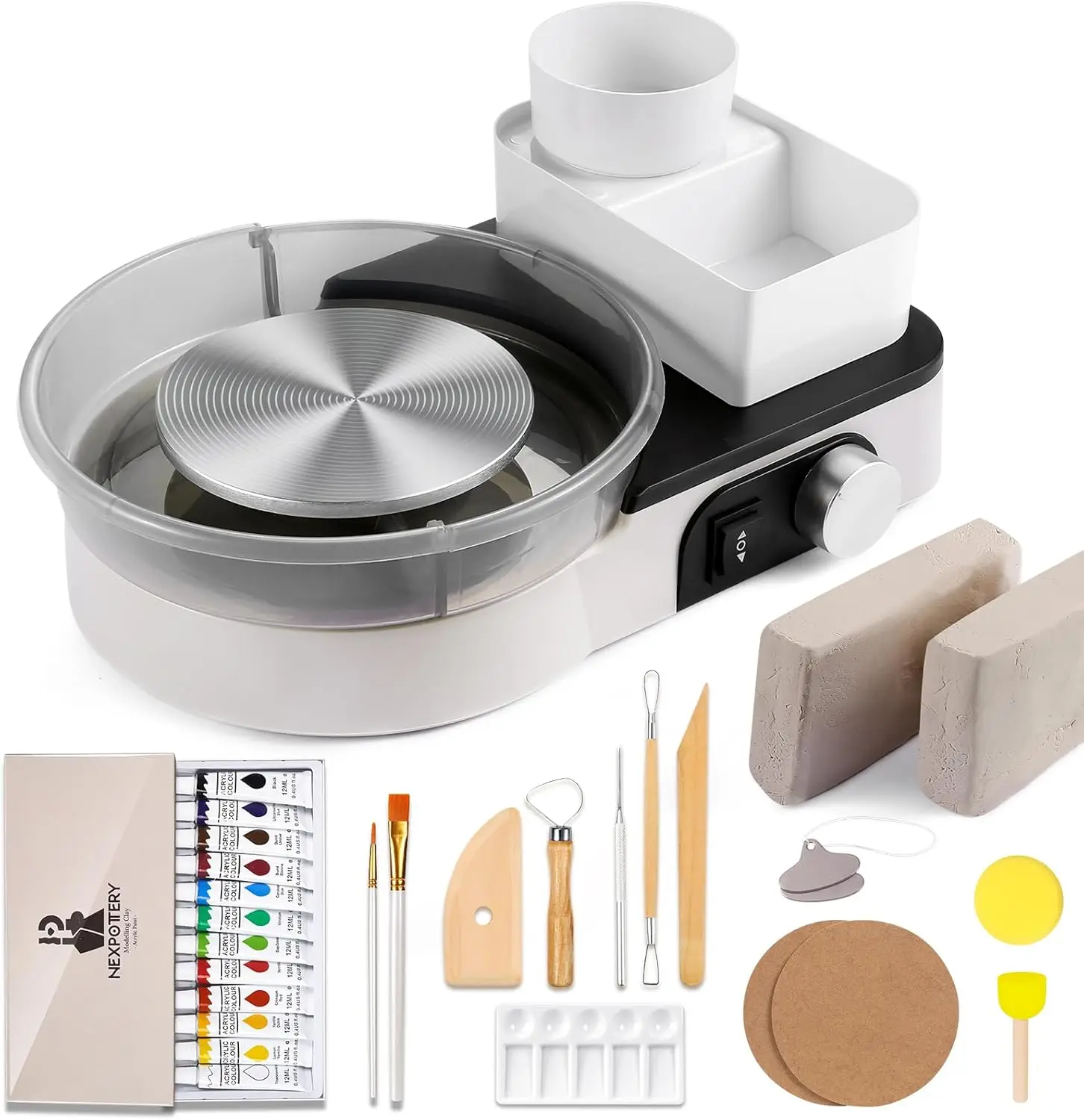 Kids Adults Beginners Pottery Wheel Set with 6" Turntable, 2.2lb Clay, Sculpting Tools, Craft Gifts Grey
Kids Adults Beginners Pottery Wheel Set with 6" Turntable, 2.2lb Clay, Sculpting Tools, Craft Gifts Grey