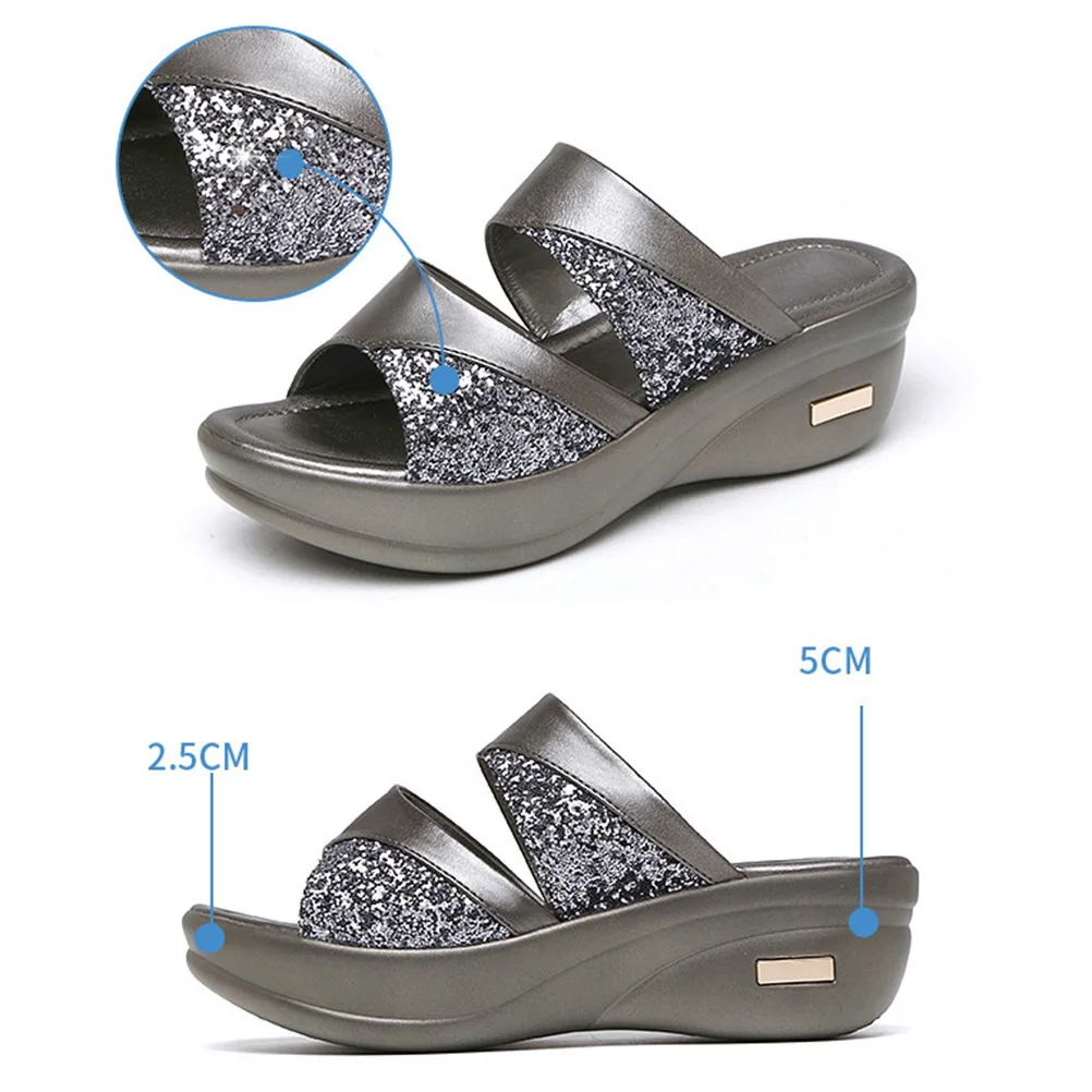 Summer Slipper for Women Thick-soled Wedge Sandals Grey Color Easy to Wear Comfortable Beach Casual Shoes
Summer Slipper for Women Thick-soled Wedge Sandals Grey Color Easy to Wear Comfortable Beach Casual Shoes