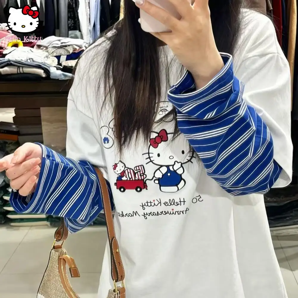 Sanrio Kawaii Girls Hoodie T-Shirt Spring Autumn New Style Fashion Streetwear Fake Two-Piece Outfit Popular Trend Top Cartoon
Sanrio Kawaii Girls Hoodie T-Shirt Spring Autumn New Style Fashion Streetwear Fake Two-Piece Outfit Popular Trend Top Cartoon