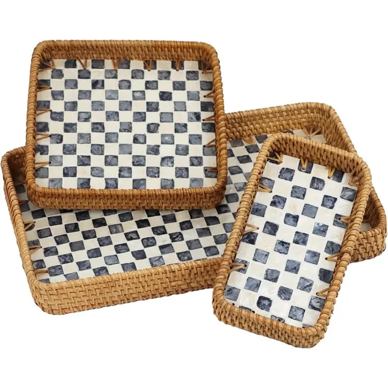 B14C Set Of 3 Rectangle Rattan Serving Trays, Decorative Wicker Baskets For Home Decor, Tea Coffee Baskets, Bathroom Kitchen Cou
B14C Set Of 3 Rectangle Rattan Serving Trays, Decorative Wicker Baskets For Home Decor, Tea Coffee Baskets, Bathroom Kitchen Cou