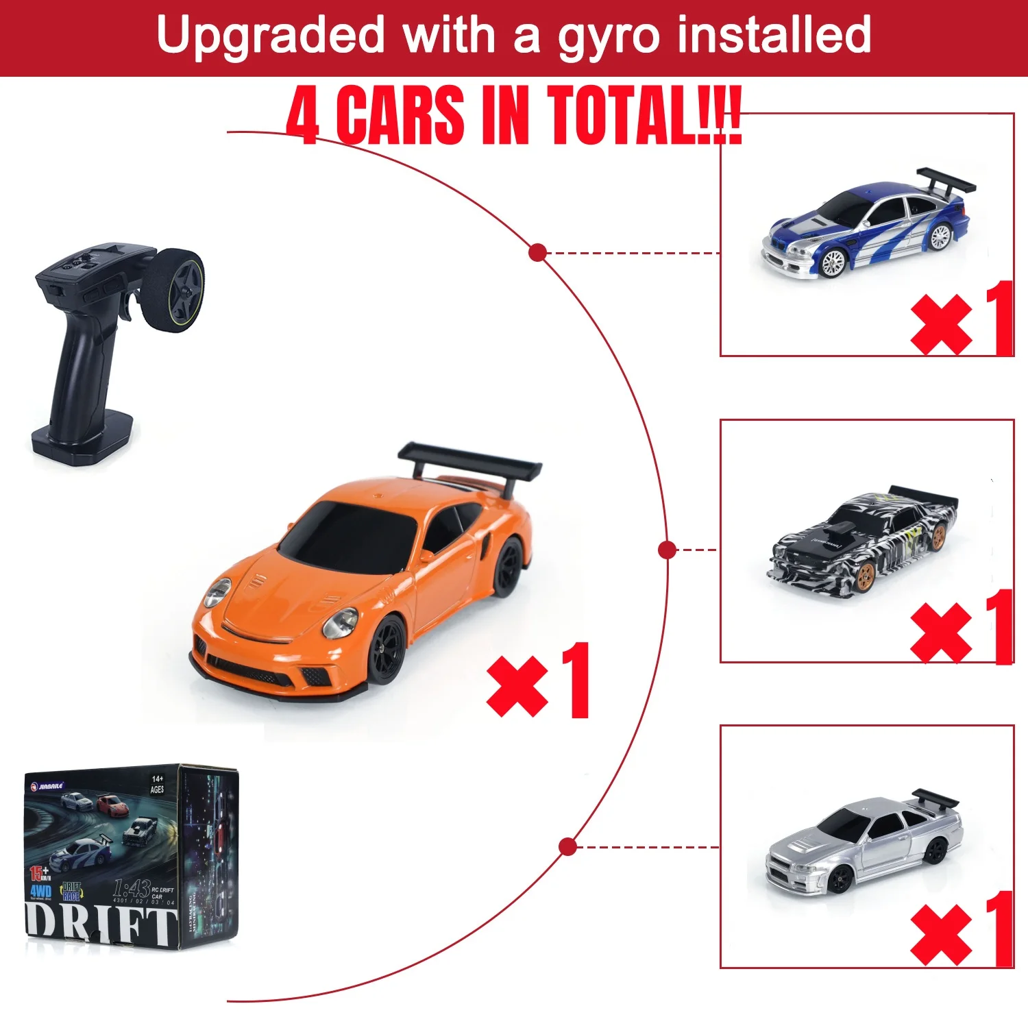 На складе США 4 шт. RC Drift Car 1/43 Модернизированный Gyro RTR Race Car 4WD Готовый для бега Мини Высокоскоростной автомобиль Готовая модель игрушки Подарки
На складе США 4 шт. RC Drift Car 1/43 Модернизированный Gyro RTR Race Car 4WD Готовый для бега Мини Высокоскоростной автомобиль Готовая модель игрушки Подарки