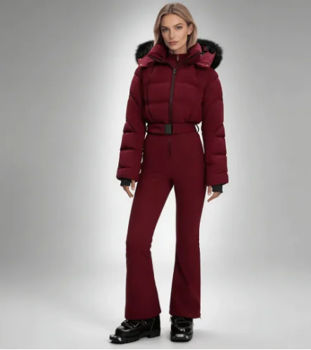 Polyester fiber material women's solid color hooded belt skiing cotton jacket
Polyester fiber material women's solid color hooded belt skiing cotton jacket