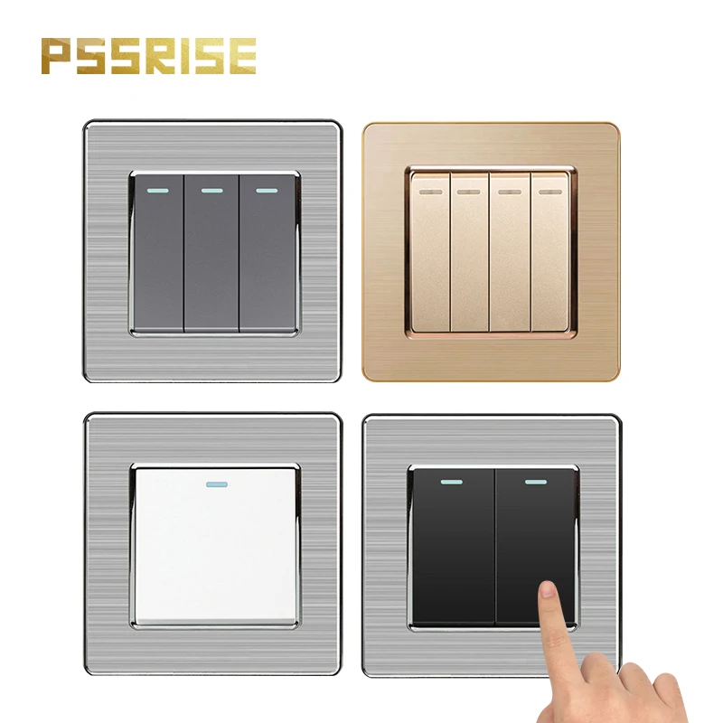PSSRISE EU UK Wall Light Switch 1/2Way 16A Stainless Steel Panel ON OFF Push Button Rocker Power Switch 1/2/3/4 Gang 86*86mm
PSSRISE EU UK Wall Light Switch 1/2Way 16A Stainless Steel Panel ON OFF Push Button Rocker Power Switch 1/2/3/4 Gang 86*86mm