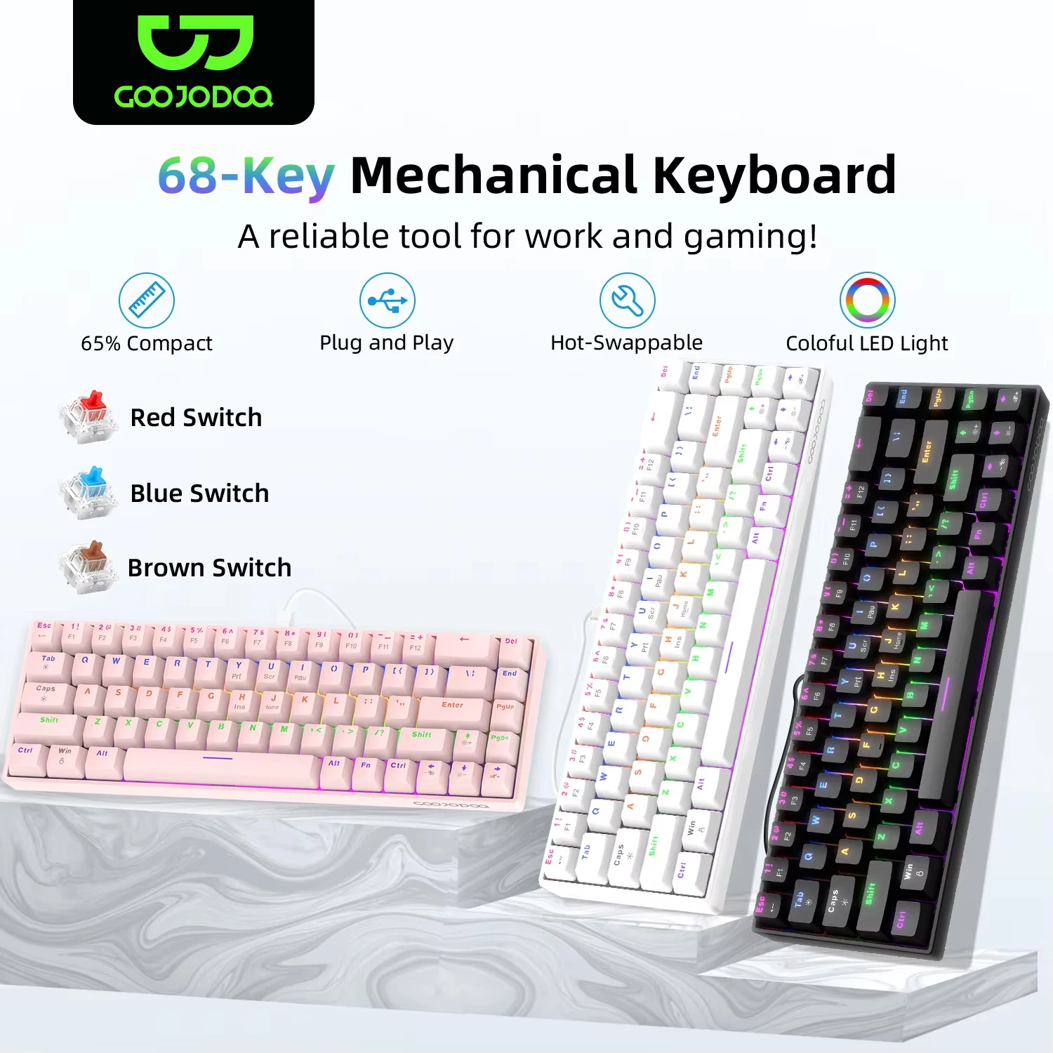 68-key Mechanical Keyboard Fully DIY Hot-Swappable Design Switch 65% Gaming Keyboards RGB Wired Gaming Keyboard
68-key Mechanical Keyboard Fully DIY Hot-Swappable Design Switch 65% Gaming Keyboards RGB Wired Gaming Keyboard