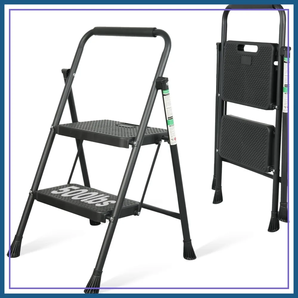 2-Step Steel Folding Step Stool, Anti-Slip Pedal & Handgrip, Portable Ladder for Home, Black
2-Step Steel Folding Step Stool, Anti-Slip Pedal & Handgrip, Portable Ladder for Home, Black
