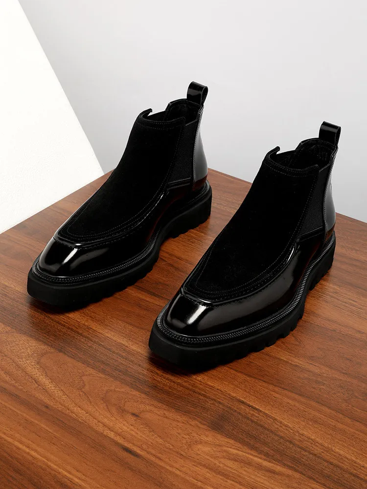 Genuine Leather Diamond Head Suede Spliced Boots Men British Style Trendy Thick Sole High Top Ankle Boots
Genuine Leather Diamond Head Suede Spliced Boots Men British Style Trendy Thick Sole High Top Ankle Boots