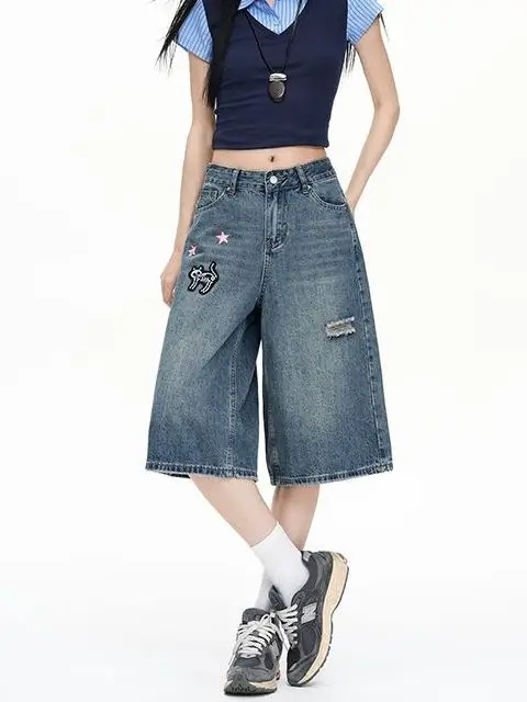 American Style Summer High Waist Jeans Patchwork Embroidery Loose Wide Leg Pants Five Pointed Star Design Breathable Cotton P...
American Style Summer High Waist Jeans Patchwork Embroidery Loose Wide Leg Pants Five Pointed Star Design Breathable Cotton P...