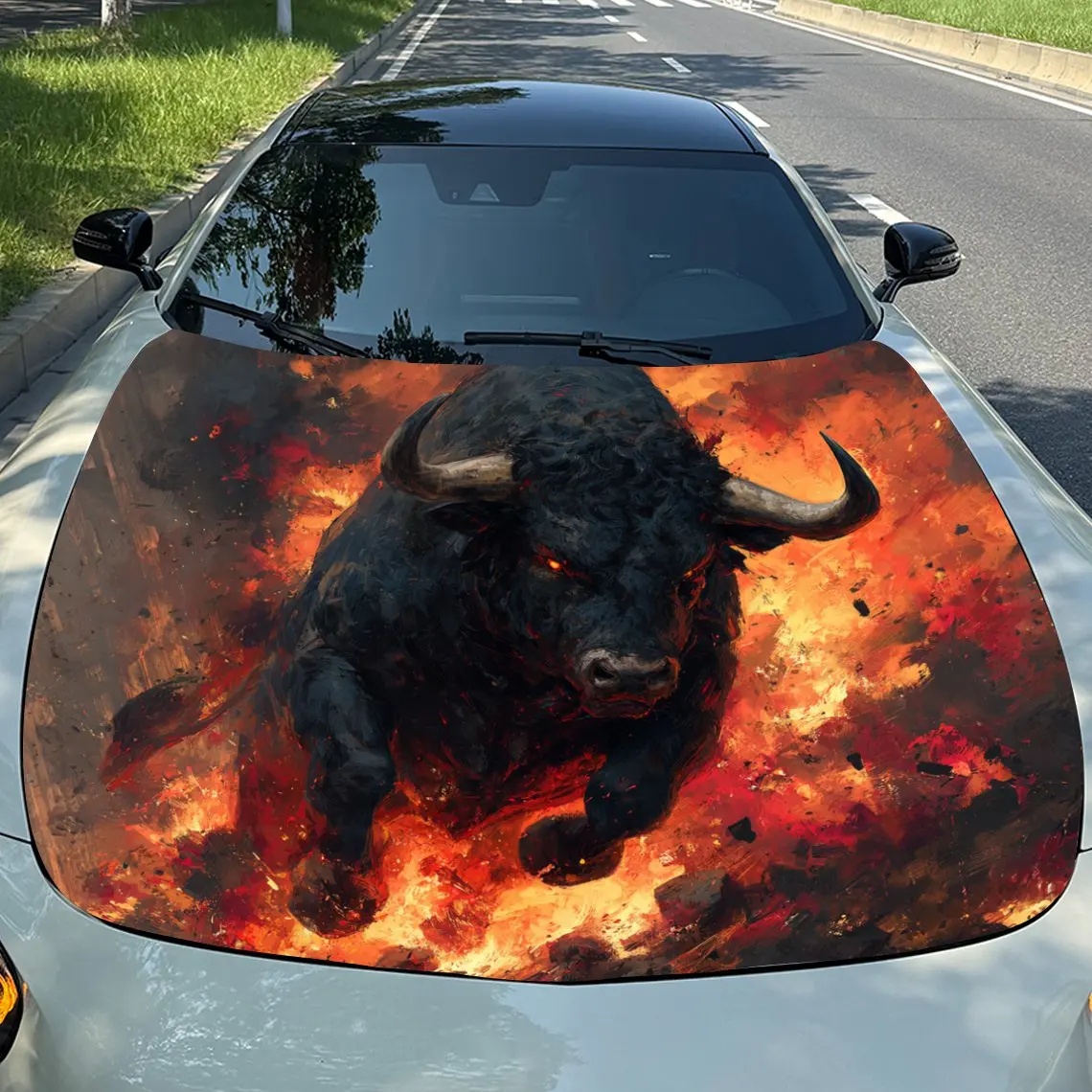 Flame Black Bull Car Hood Vinyl Wraps, PVC Waterproof Car Bonnet Decals, Self-Adhesive Scratch-Resistant Stickers For Engine Cov
Flame Black Bull Car Hood Vinyl Wraps, PVC Waterproof Car Bonnet Decals, Self-Adhesive Scratch-Resistant Stickers For Engine Cov