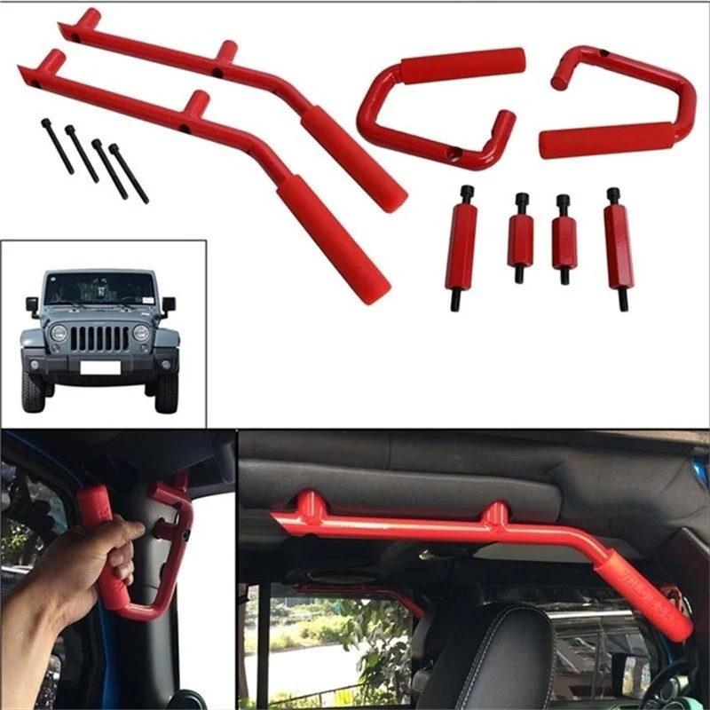 Front Rear Grab Handles Aluminum Roll Bar Grip Handles for 2007-2018 Wrangler JK JKU Sports Sahara Freedom Rubicon Unlimit
Front Rear Grab Handles Aluminum Roll Bar Grip Handles for 2007-2018 Wrangler JK JKU Sports Sahara Freedom Rubicon Unlimit
