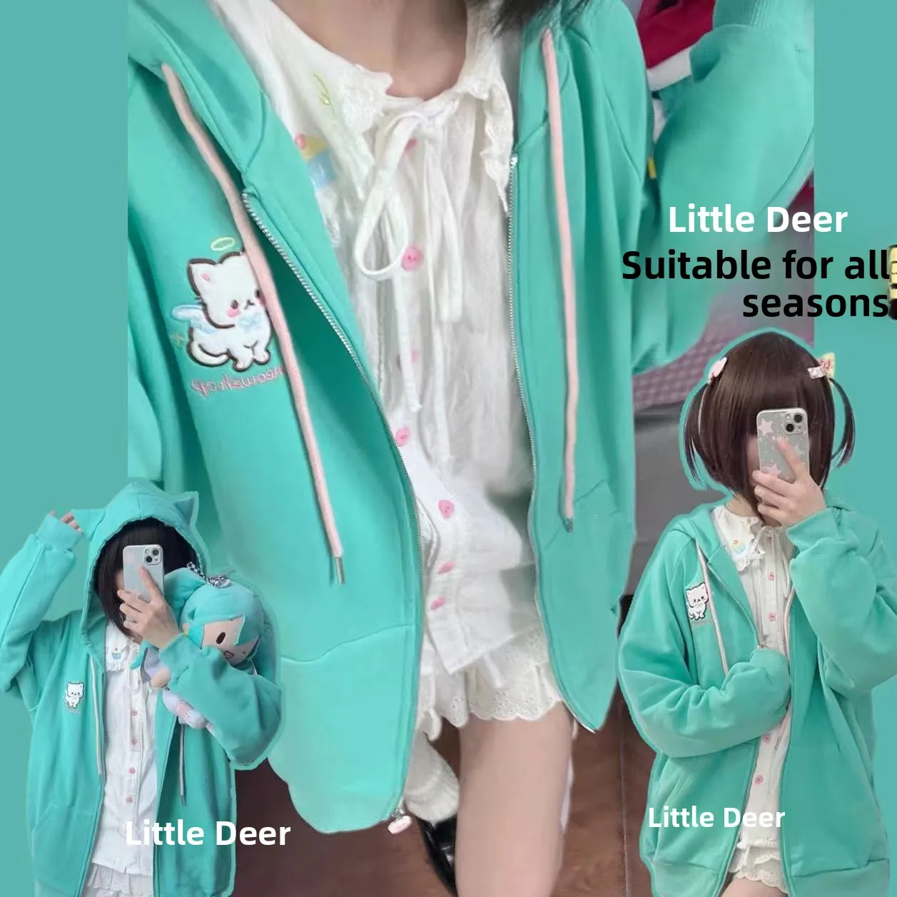 Loose Embroidery Sweatirt Jaet Lightweight Spring Summer Cute Sweet Japanese Sle All-Match Ladies' ort Outerwear
Loose Embroidery Sweatirt Jaet Lightweight Spring Summer Cute Sweet Japanese Sle All-Match Ladies' ort Outerwear