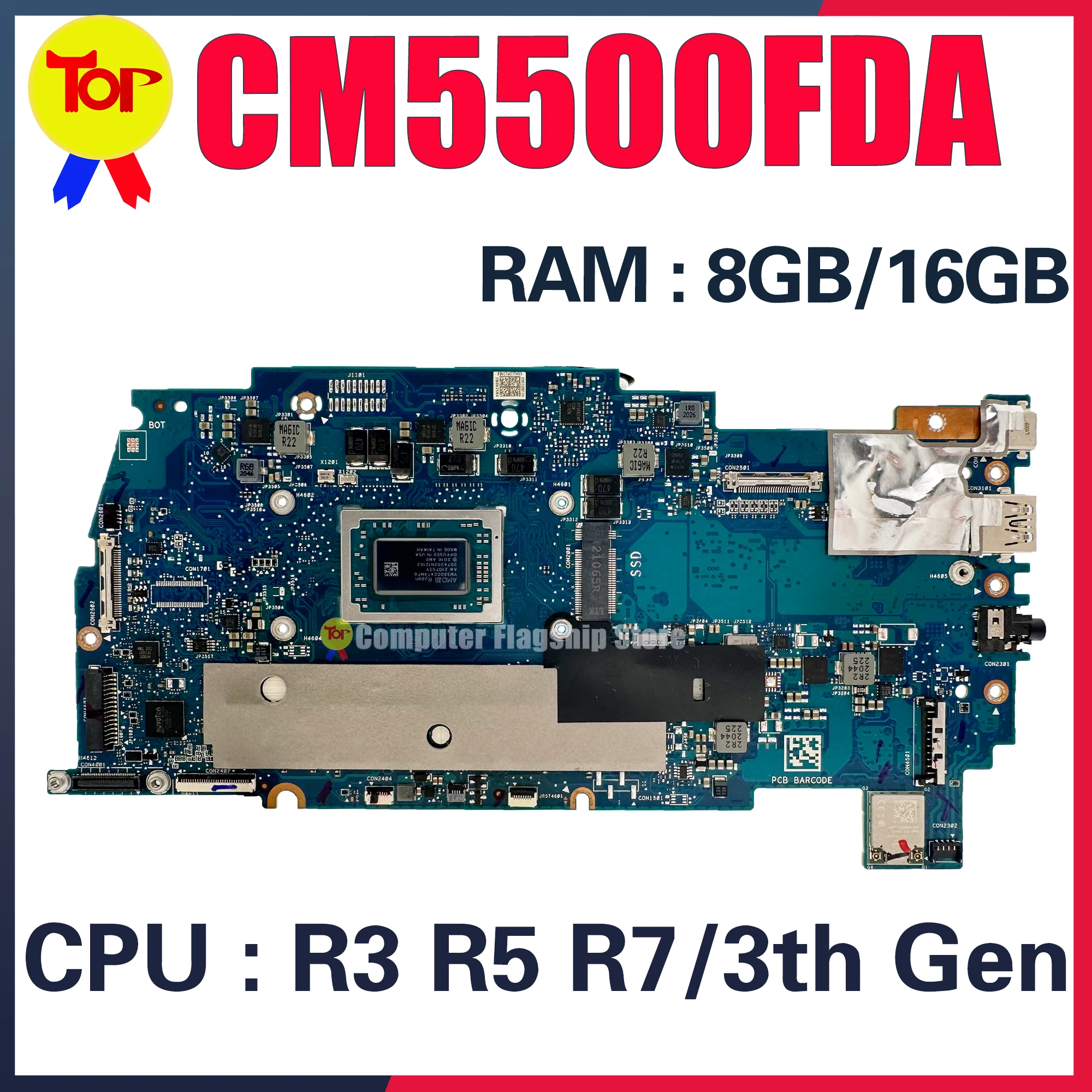 KEFU CM5500FDA Mainboard For ASUS Chromebook Flip CM5 CM5500 CM5500FD Laptop Motherboard W/R3 R5 R7 CPU RAM-8GB/16GB 100% Test
KEFU CM5500FDA Mainboard For ASUS Chromebook Flip CM5 CM5500 CM5500FD Laptop Motherboard W/R3 R5 R7 CPU RAM-8GB/16GB 100% Test