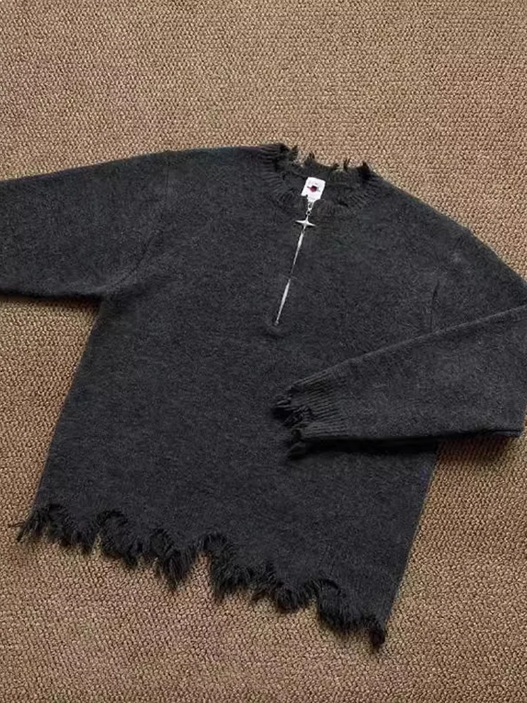 American Vibe High Street f Zip Wool Blend Knitwear Men's Autumn Winter Cool Sle Worn out Deep ey Sweater
American Vibe High Street f Zip Wool Blend Knitwear Men's Autumn Winter Cool Sle Worn out Deep ey Sweater