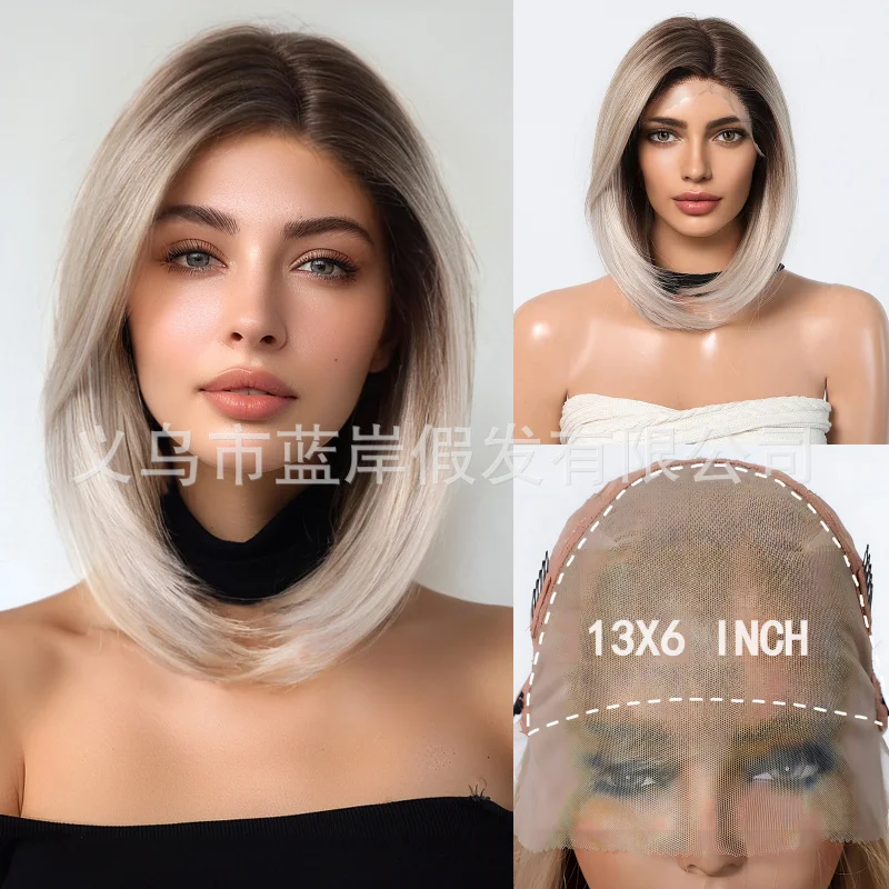 13*6 large area front lace middle-parted short straight bob , natural and realistic full head wig
13*6 large area front lace middle-parted short straight bob , natural and realistic full head wig