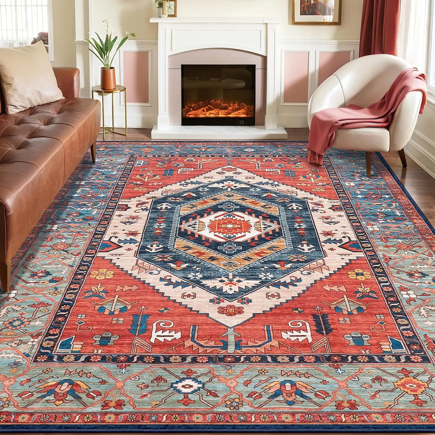 Washable Rugs 8x10 Area Rugs, Large Non-Slip Boho Living Room Rug, Ultra Soft Vintage Print Distressed Oriental Tribal Farmhouse Carpet for Dining Room Bedroom Dorm Office
Washable Rugs 8x10 Area Rugs, Large Non-Slip Boho Living Room Rug, Ultra Soft Vintage Print Distressed Oriental Tribal Farmhouse Carpet for Dining Room Bedroom Dorm Office