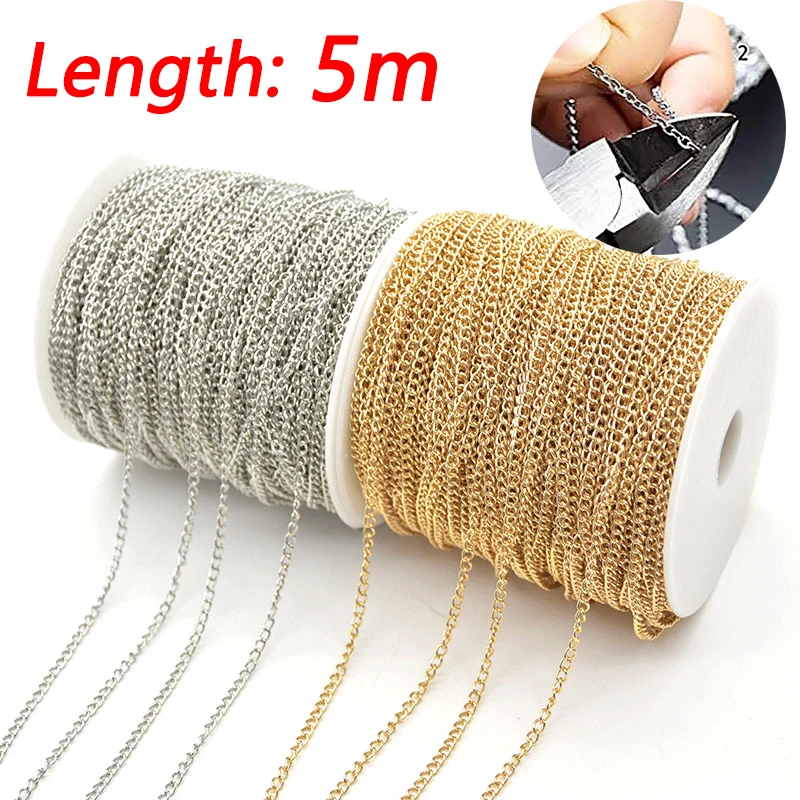 5m Stainless Steel Cable Chains Necklace Cord Gold Chain Silver Chains for DIY Handmade Bracelet Necklace Jewelry Making
5m Stainless Steel Cable Chains Necklace Cord Gold Chain Silver Chains for DIY Handmade Bracelet Necklace Jewelry Making