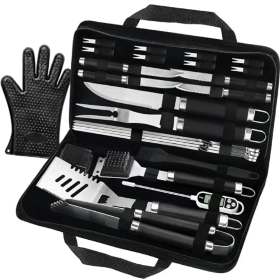 26 PCS BBQ Grill Accessories Stainless Steel BBQ Tools Grilling Tools Set with Storage Bag for Fathers Day Dads Birthday Presen
26 PCS BBQ Grill Accessories Stainless Steel BBQ Tools Grilling Tools Set with Storage Bag for Fathers Day Dads Birthday Presen