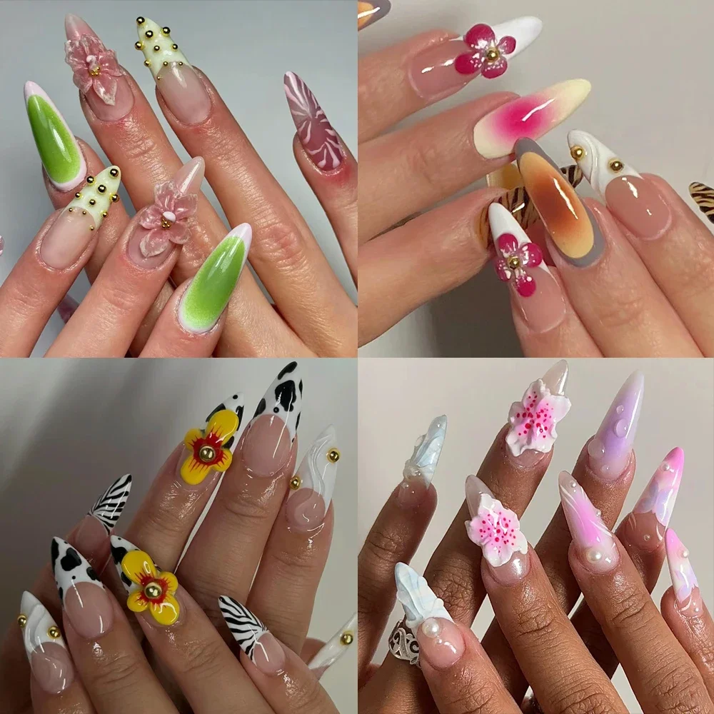10Pcs Handmade Almond Press On Nails Art French Zebra Milk Print Pink Gradient 3D Flowers Customizable Nails Gift Party Sticker
10Pcs Handmade Almond Press On Nails Art French Zebra Milk Print Pink Gradient 3D Flowers Customizable Nails Gift Party Sticker