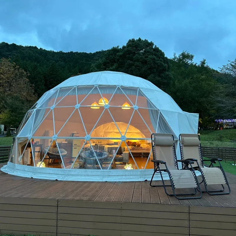 6m to 8m Diameter Yurt Luxury Igloo Outdoor Waterproof Camping Glamping Geodesic Dome Ball Tent With Bathroom and Bedroom
6m to 8m Diameter Yurt Luxury Igloo Outdoor Waterproof Camping Glamping Geodesic Dome Ball Tent With Bathroom and Bedroom