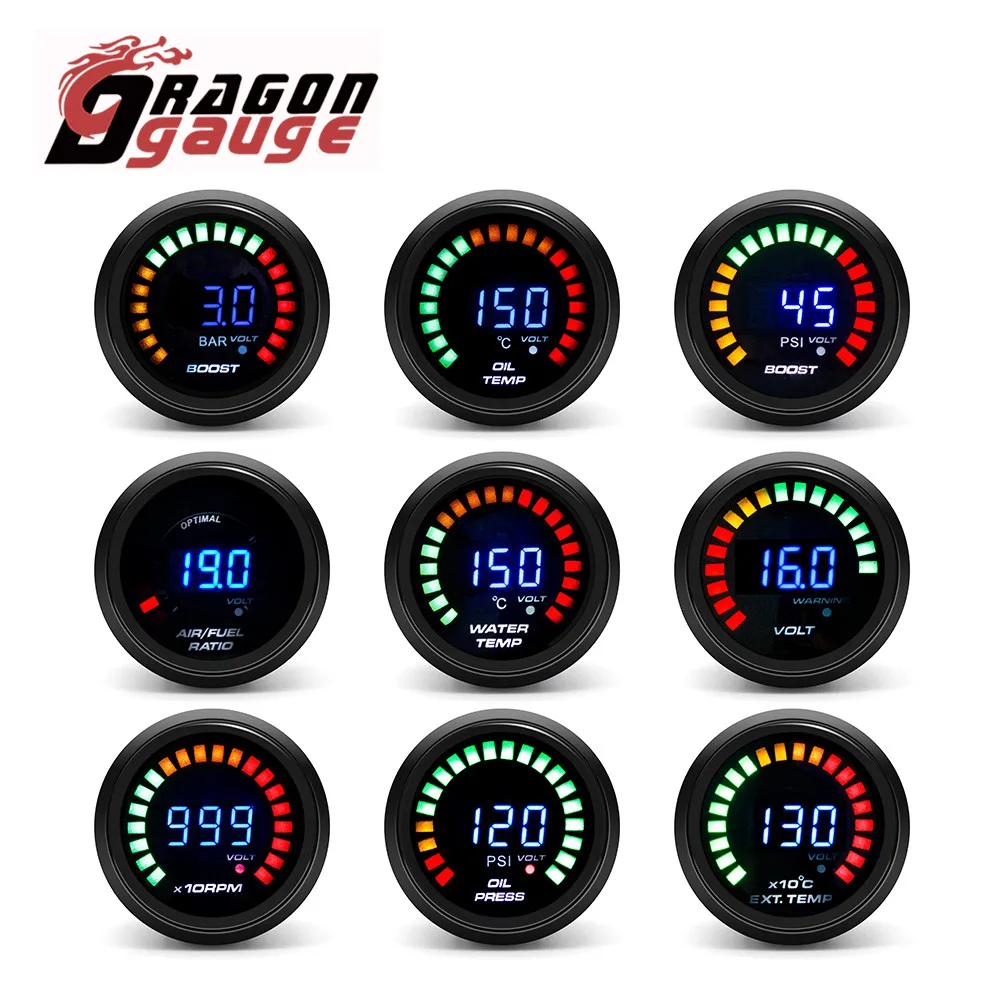 DRAGON GAUGE 52mm Tachometer Voltmeter Boost Vacuum Air-Fuel Ratio Water Temp Oil Temp Oil Press EGT Gauge Fit for 12V Car
DRAGON GAUGE 52mm Tachometer Voltmeter Boost Vacuum Air-Fuel Ratio Water Temp Oil Temp Oil Press EGT Gauge Fit for 12V Car