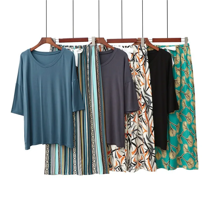 Lightweight Summer Sleepwear Women's Modal Silk Short Sleeve Nine-Piece Loose plus Size Home Clothes Cool Feeling
Lightweight Summer Sleepwear Women's Modal Silk Short Sleeve Nine-Piece Loose plus Size Home Clothes Cool Feeling