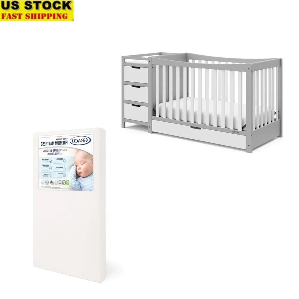 Convertible Crib and Mattress Nursery Essentials Pack Greenguard Gold Certified Safe Sleep Unisex Baby Room Furniture
Convertible Crib and Mattress Nursery Essentials Pack Greenguard Gold Certified Safe Sleep Unisex Baby Room Furniture